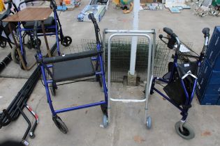 TWO WALKING AIDS AND A ZIMMER FRAME