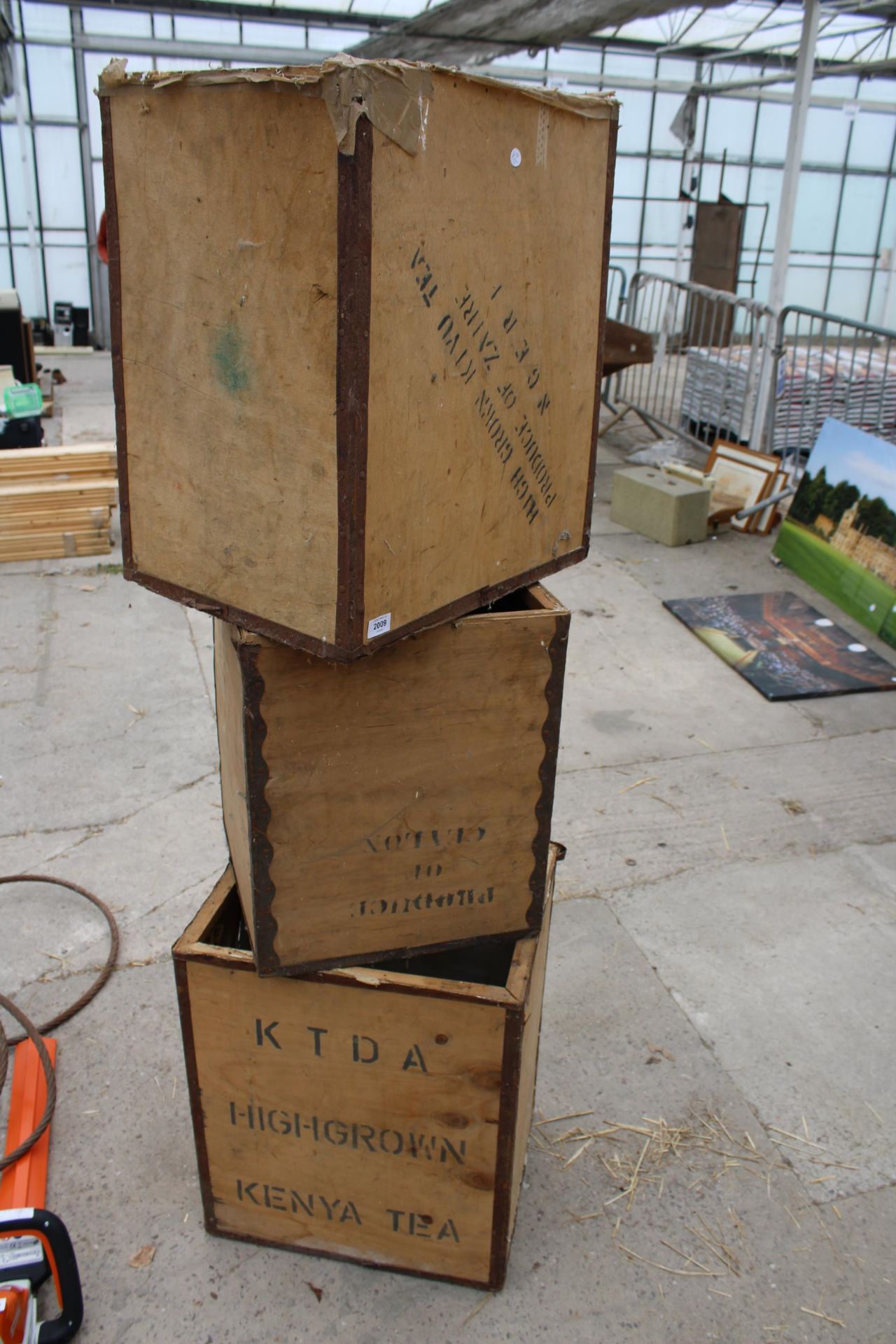 THREE VINTAGE WOODEN TEA CHESTS