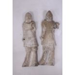 A PAIR OF REPRODUCTION HAN DYNASTY WALL PLAQUES (A/F)