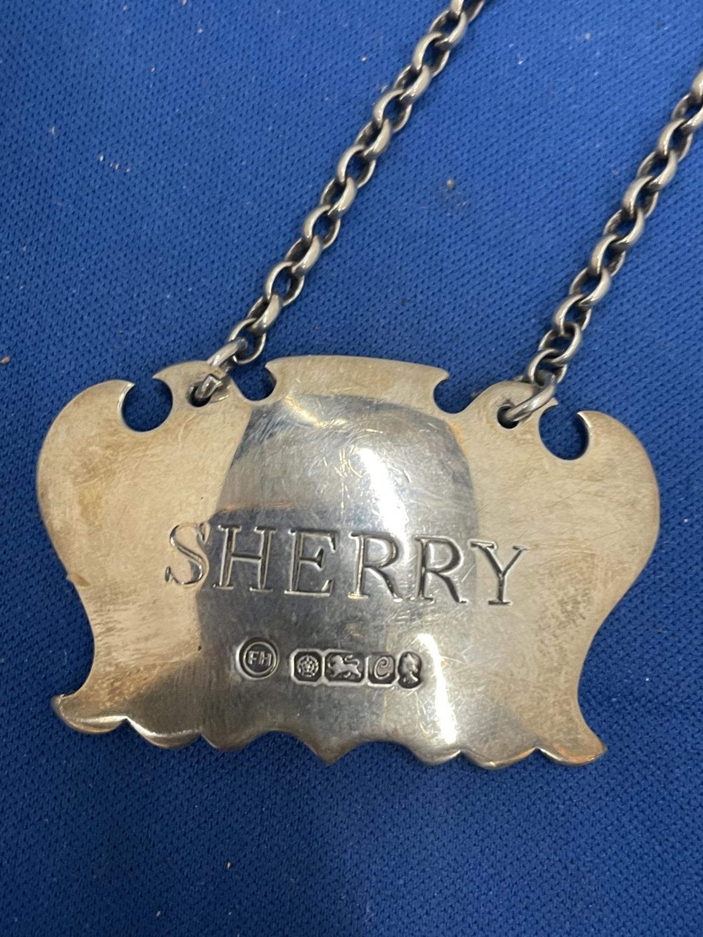 TWO HALLMARKED SHEFFIELD SILVER DECANTER LABELS, SHERRY AND WHISKY - Image 6 of 8