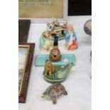 TWO BORDER FINE ARTS BEATRIX POTTER FIGURES, PETER RABBIT AND SAMUEL WHISKERS, TWO PIECES OF WADE,
