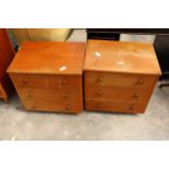 A PAIR OF RETRO TEAK CHESTS OF THREE DRAWERS, 23" WIDE EACH
