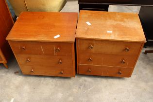 A PAIR OF RETRO TEAK CHESTS OF THREE DRAWERS, 23" WIDE EACH