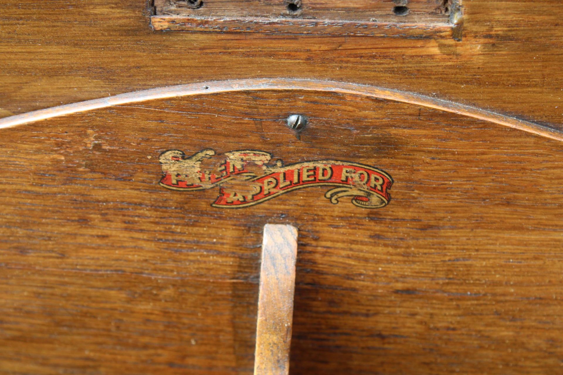 AN EARLY 20TH CENTURY OAK 'THE BRITISHER DESK' WITH FOLD-OUT WRITING AND STORAGE SECTIONS, 36" WIDE - Image 4 of 6