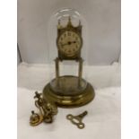 AN EARLY 20TH CENTURY ANNIVERSARY CLOCK WITH GLASS DOME - APPROXIMATELY 29CM