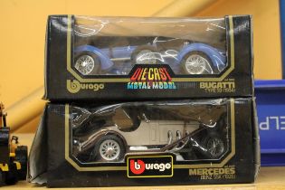 TWO BOXED DIE-CAST VEHICLES TO INCLUDE A BUGATTI AND MERCEDES