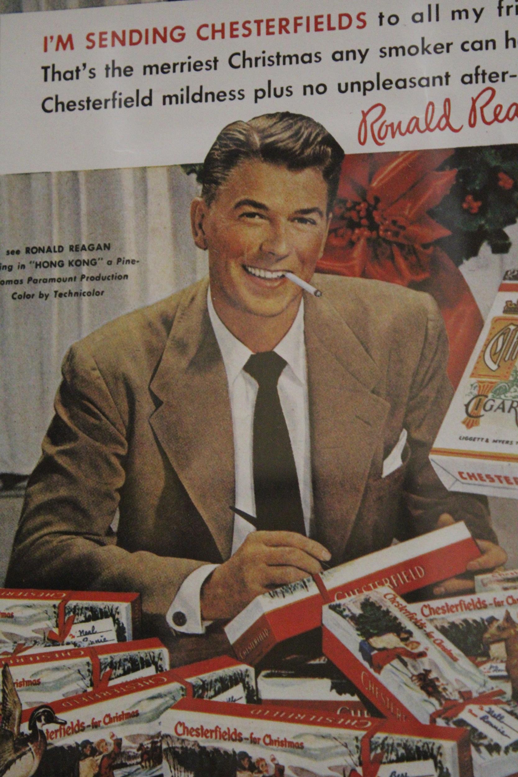 A RONALD REAGAN FRAMED CIGARETTE ADVERT - Image 2 of 4