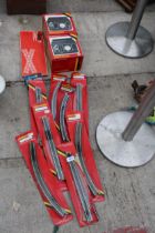 A LARGE ASSORTMENT OF HORNBY RAILWAY ITEMS TO INCLUDE AS NEW AND BOXED TRACK AND TWO CONTROL BOXES