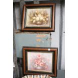 TWO STILL LIFE OIL ON BOARD FRAMED CANVASES, SIGNED Y.BEVERLY AND ROBIN