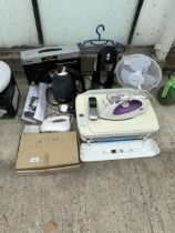 AN ASSORTMENT OF ITEMS TO INCLUDE A PRINTER, A COFFEE MACHINE AND AN IRON ETC