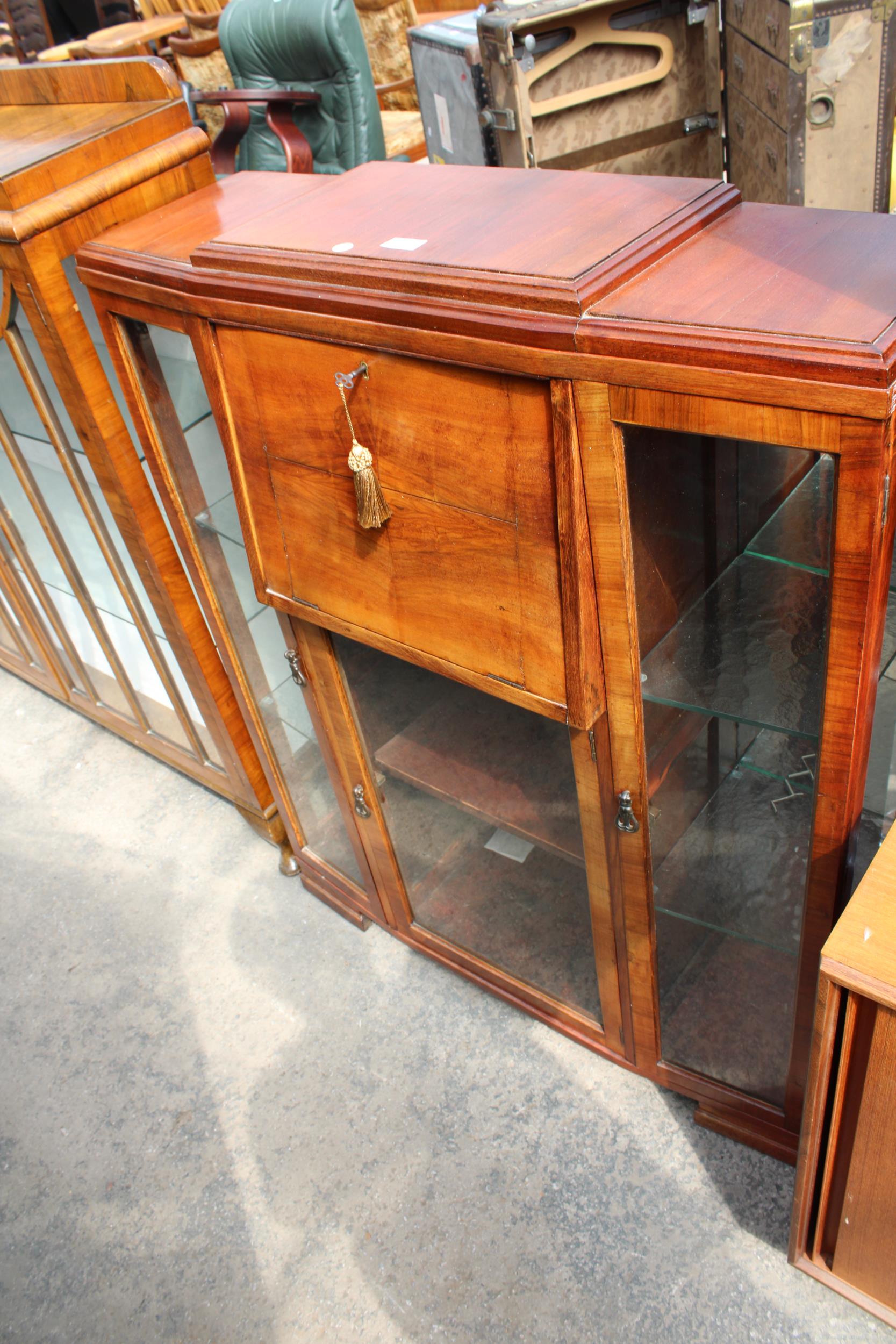 AN ART DECO MAHOGANY SIDE BY SIDE BUREAU WITH FITTED INTERIOR, 36" WIDE - Image 2 of 4