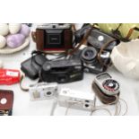 A COLLECTION OF CAMERAS TO INCLUDE, PETRI 7, ZEISS IKON, NETTAR, RICOH PANORAMA, HP PHOTOSMART, SONY