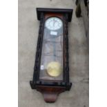 AN WOODEN CASED VIENNA STYLE WALL CLOCK