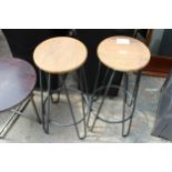 A PAIR OF MODERN STOOLS ON HAIRPIN LEGS