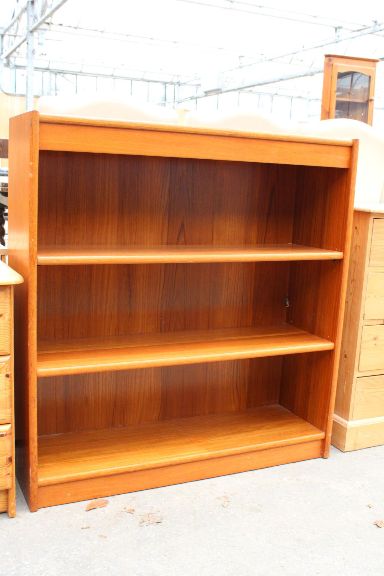 A RETRO TEAK THREE TIER OPEN BOOKCASE, 35" WIDE - Image 2 of 2