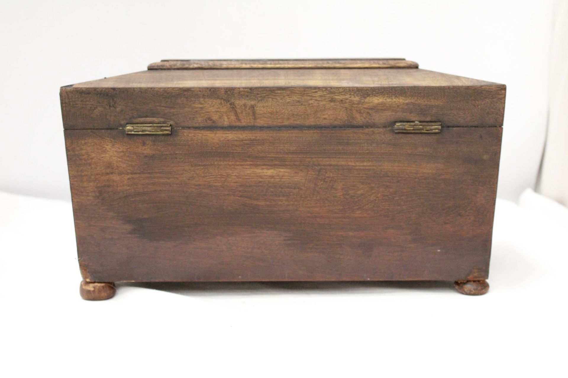 AN EARLY VICTORIAN, MAHOGANY, SARCOPHAGUS, TEA CADDY - Image 5 of 5