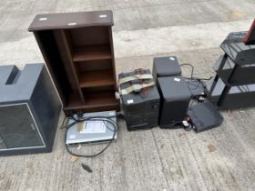 AN ASSORTMENT OF ITEMS TO INCLUDE A JVC STEREO AND A DVD PLAYER ETC