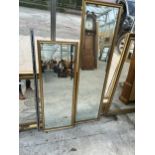 TWO TALL GILT FRAMED MIRRORS