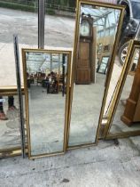 TWO TALL GILT FRAMED MIRRORS