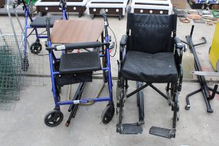 AN ASSORTMENT OF MOBILITY ITEMS TO INCLUDE A WHEEL CHAIR AND A DRIVE WALKING AID ETC