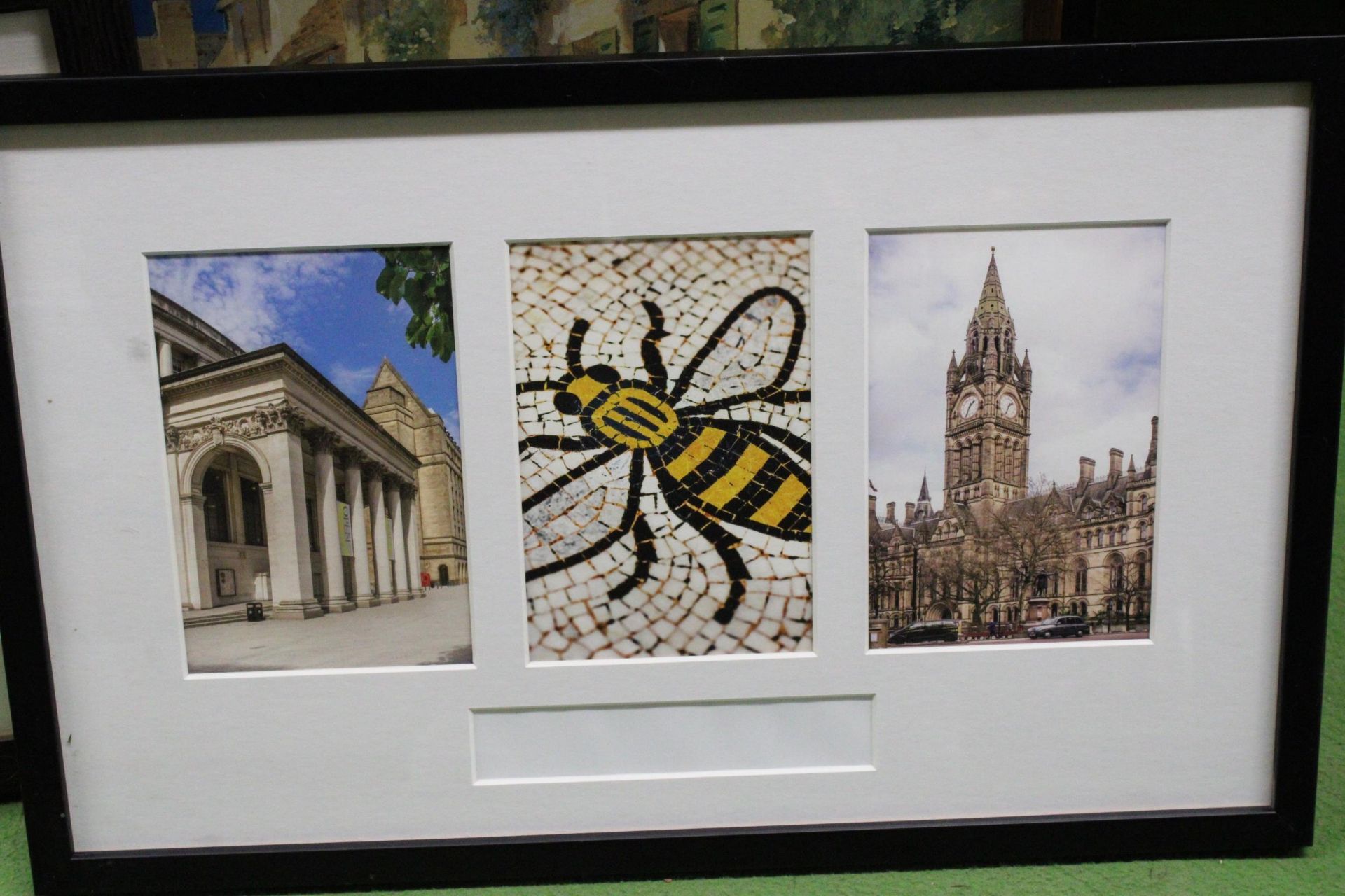 THREE FRAMED PRINTS TO INCLUDE PHOTOGRAPHS OF MANCHESTER, A SPANISH BULL AND LADY PLUS A - Image 2 of 4