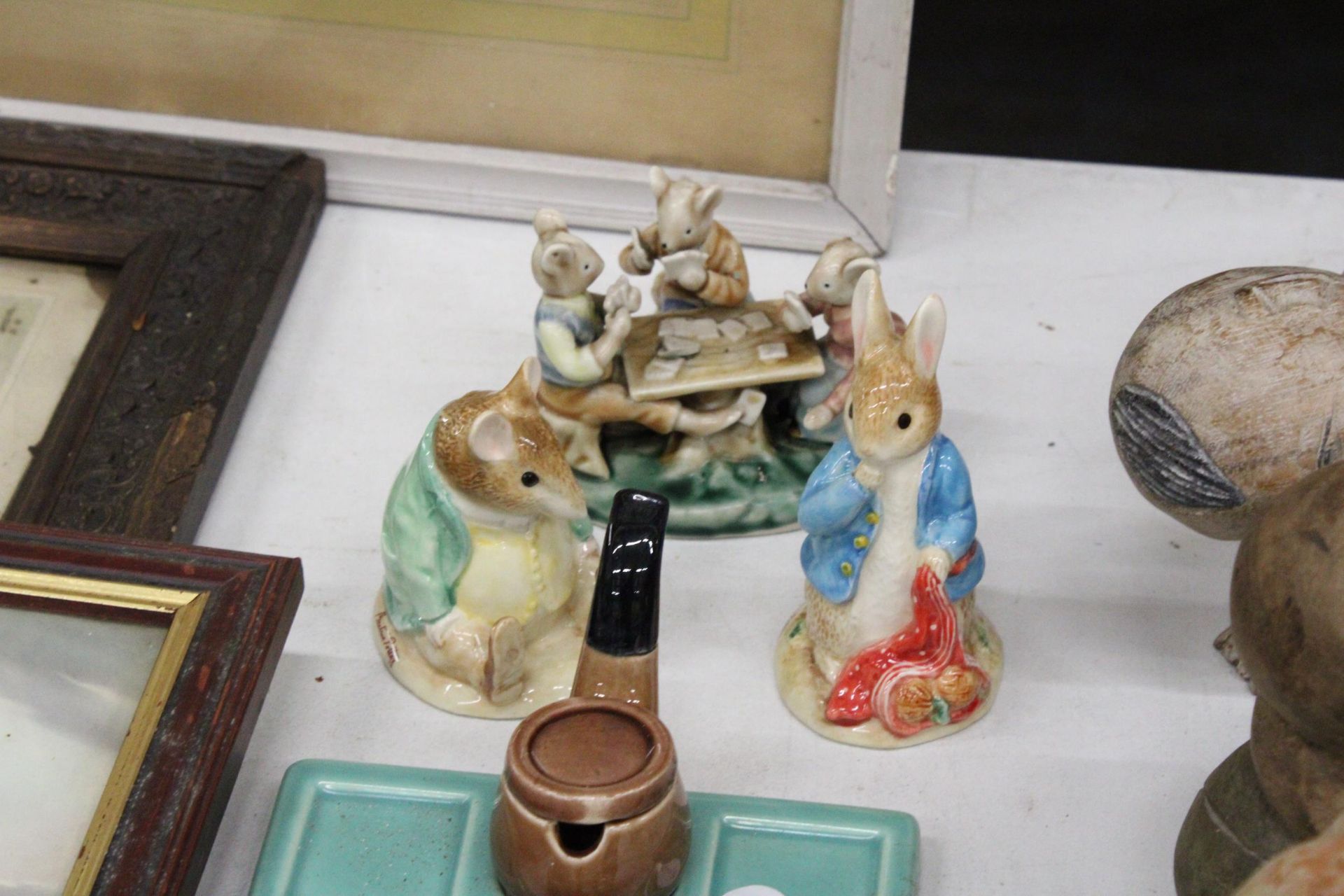 TWO BORDER FINE ARTS BEATRIX POTTER FIGURES, PETER RABBIT AND SAMUEL WHISKERS, TWO PIECES OF WADE, - Image 5 of 5