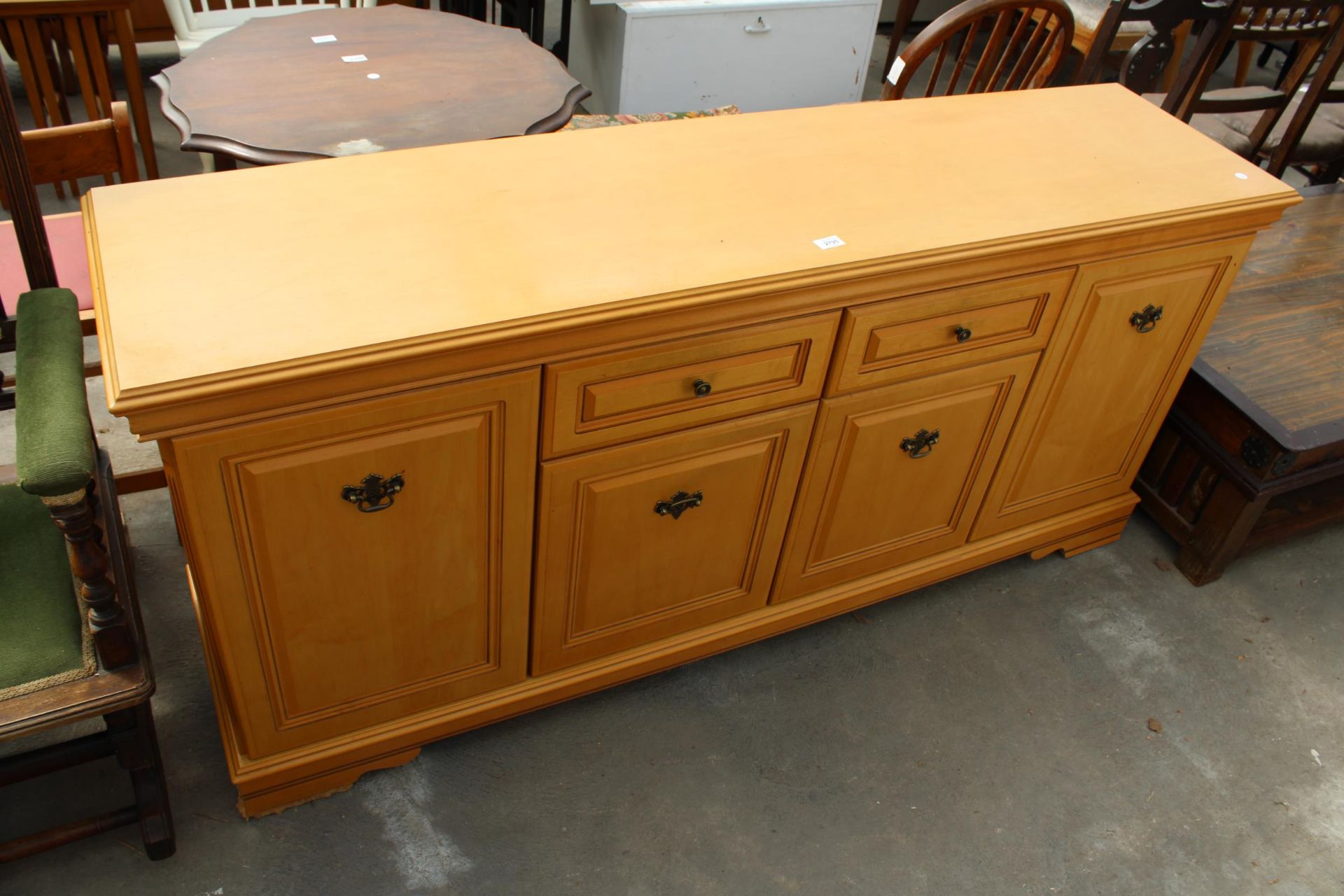 A MODERN LIGHT HARDWOOD SIDEBOARD, 67" WIDE