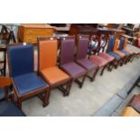 SEVEN VARIOUS MODERN DINING CHAIRS AND A PAIR OF VICTORIAN STYLE DINING CHAIRS
