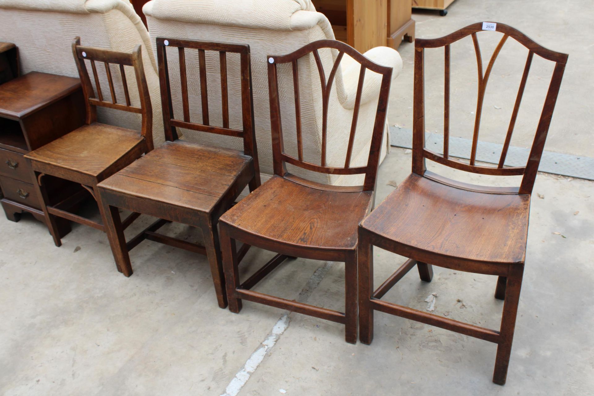 FOUR VARIOUS 19TH CENTURY ELM COUNTRY CHAIRS