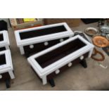 TWO WOODEN PAINTED TROUGH PLANTERS
