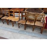 FOUR VARIOUS ELM AND BEECH CHAPEL CHAIRS AND TWO KITCHEN CHAIRS
