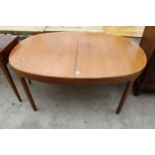 A RETRO TEAK AND CROSSBANDED EXTENDING DINING TABLE 60" X 39" (LEAF 21")