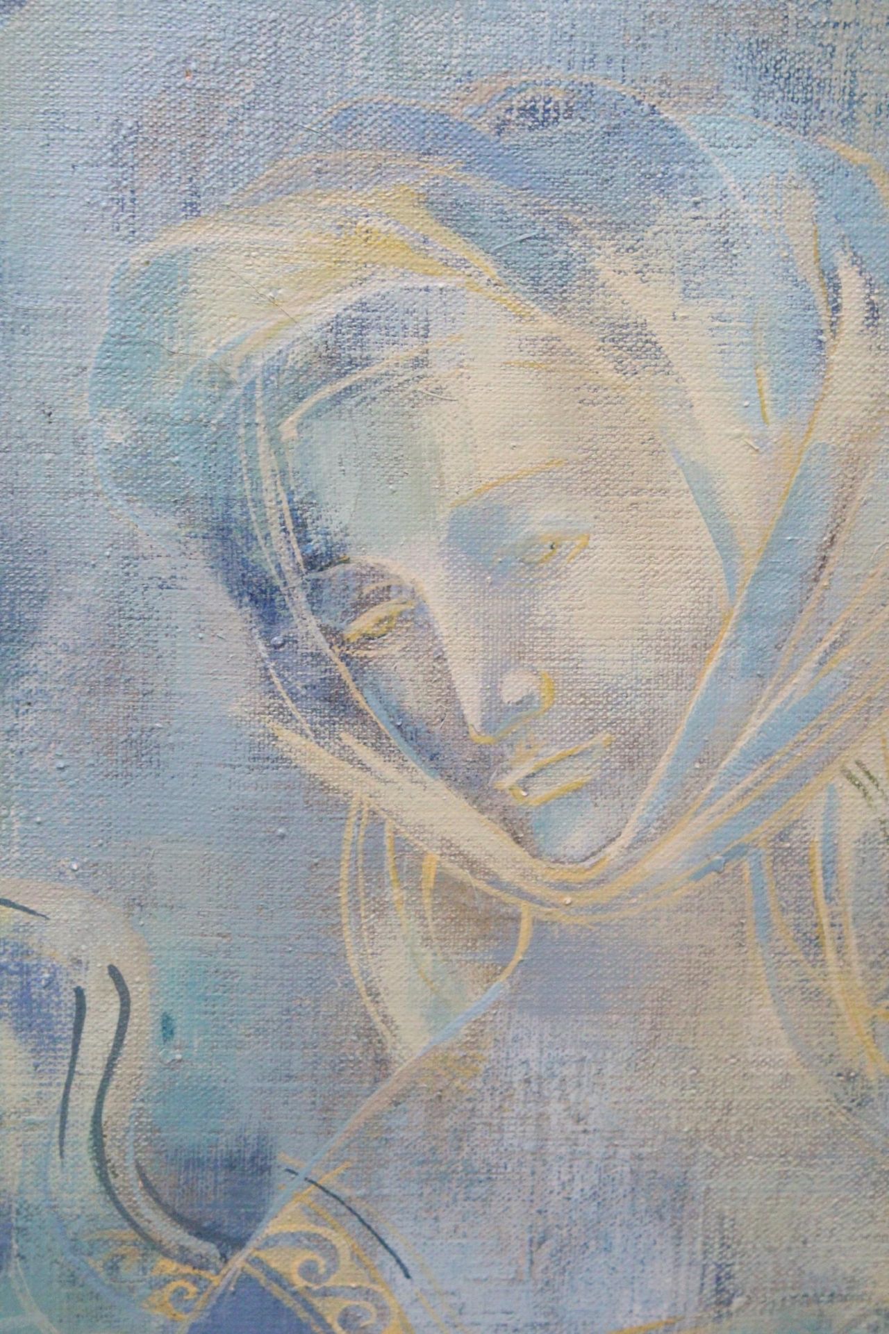 AN OIL ON CANVAS OF AN ANGEL - SIGNED - Image 2 of 5