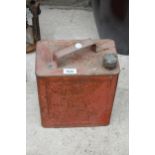 A VINTAGE METAL FUEL CAN WITH BRASS CAP