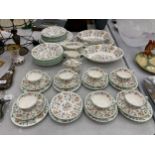 A LARGE QUANTITY OF MINTON HADDON HALL TO INCLUDE SERVING BOWLS, PLATTER, DINNER PLATES, SOUP BOWLS,