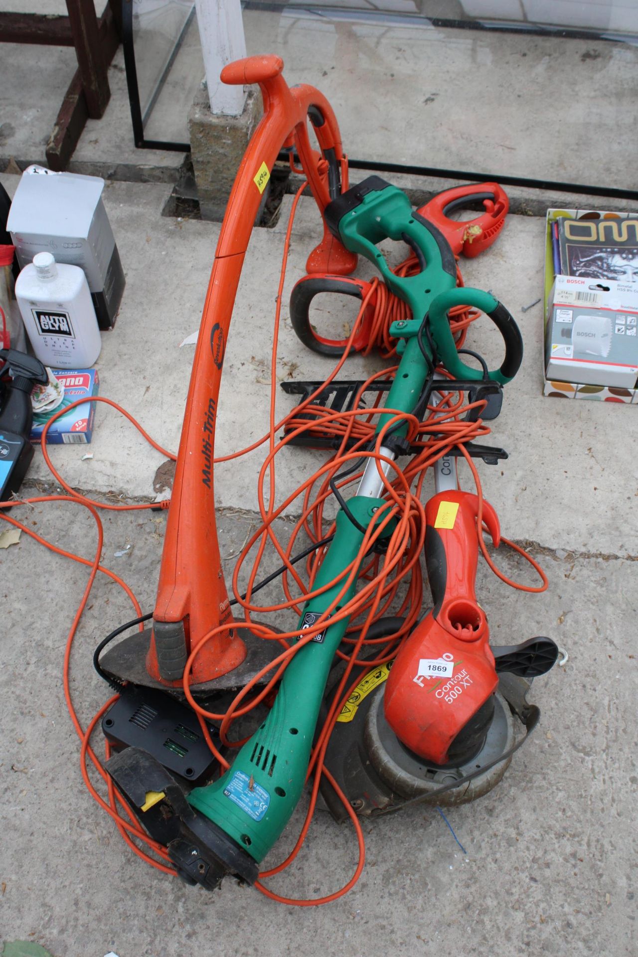 THREE ELECTRIC GRASS STRIMMERS TO INCLUDE TWO FLYMO'S