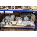 A LARGE MIXED LOT TO INCLUDE PLACEMATS, SPODE COASTERS, TEAPOTS, PLANTERS, ETC.,