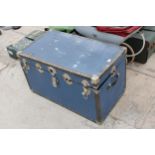 A LARGE VINTAGE TRAVEL TRUNK