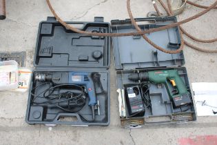 A BOSCH BATTERY DRILL AND AN AEG ELECTRIC DRILL