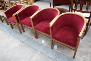 A SET OF FOUR FOREMOST FURNITURE UPHOLSTERED TUB CHAIRS