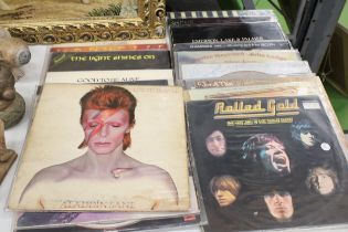 A COLLECTION OF VINTAGE VINYL LP RECORDS TO INCLUDE DAVID BOWIE, GENESIS, THE ROLLING STONES,