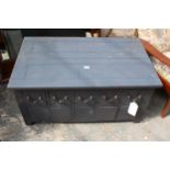 A MODERN PAINTED COFFEE TABLE/CHEST ENCLOSING TEN DRAWERS AND TWO SHAM DRAWERS, 41" X 24"