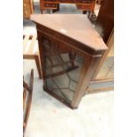 A REPRODUCTION MAHOGANY ASTRAGAL GLAZED CORNER CUPBOARD