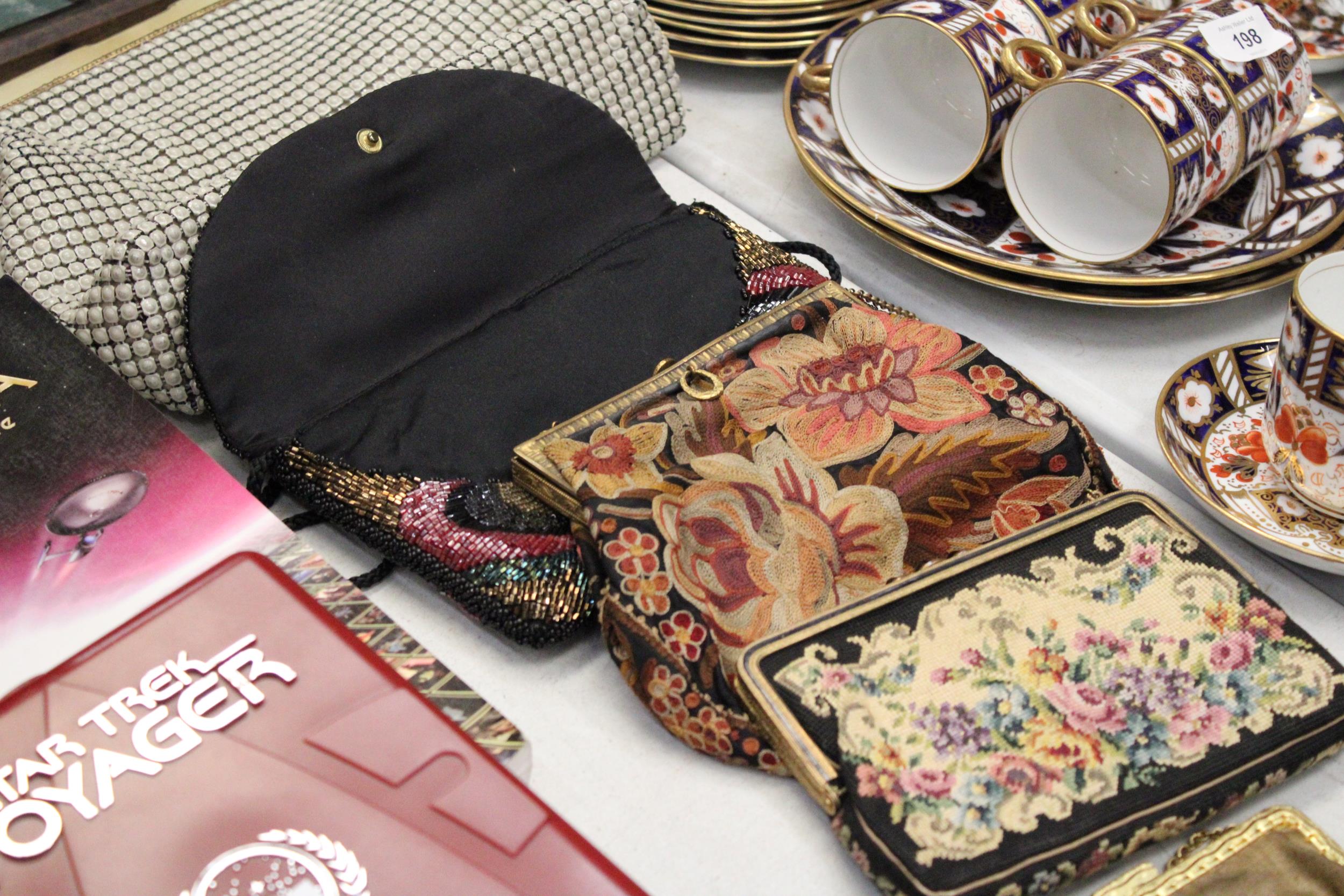 FIVE VINTAGE BAGS TO INCLUDE TAPESTRY AND EMBROIDERY - Image 6 of 6