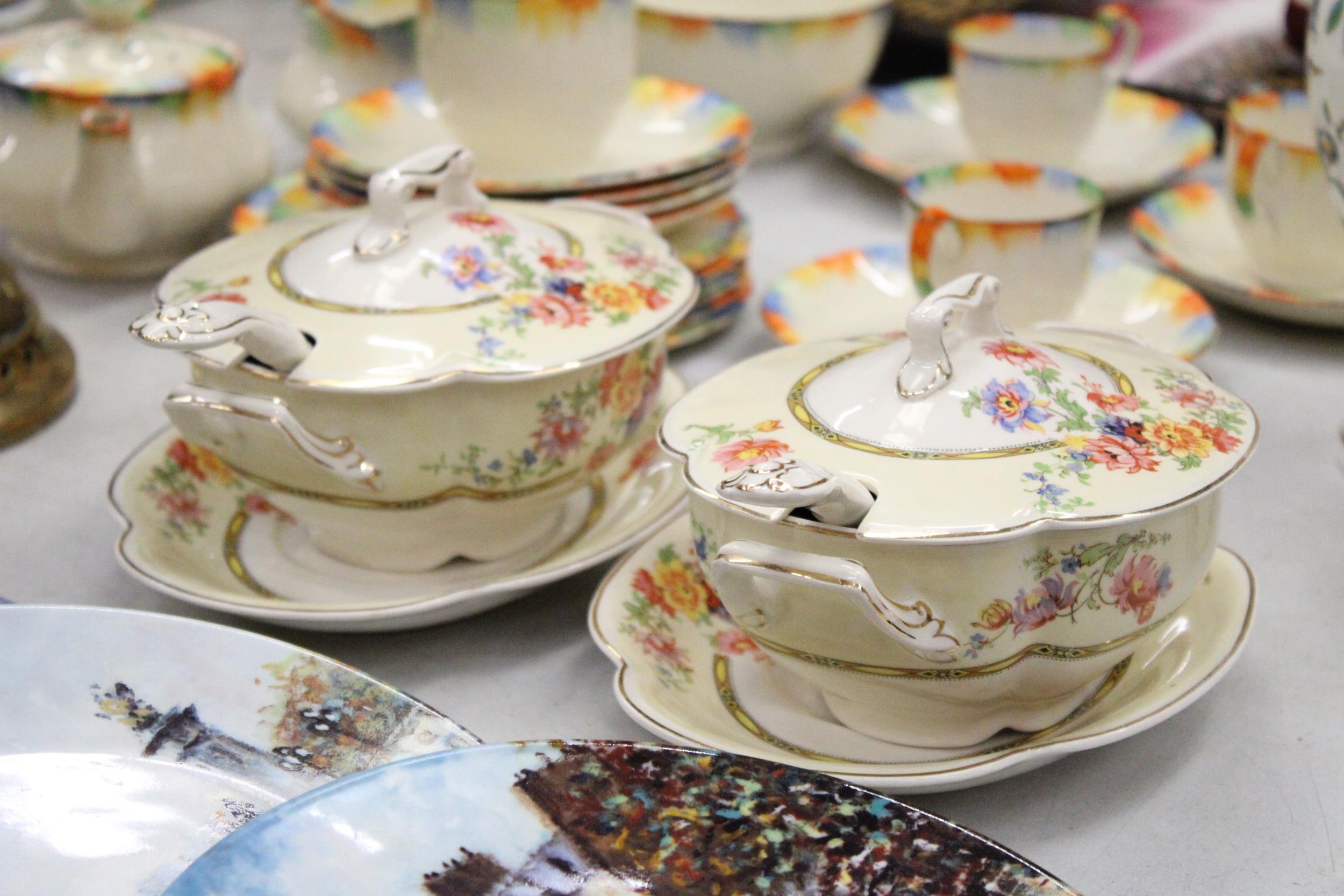 TWO VINTAGE JOHNSON BROS 'PAREEK', SMALL LIDDED TUREENS WITH SAUCERS AND LADELS - Image 2 of 6