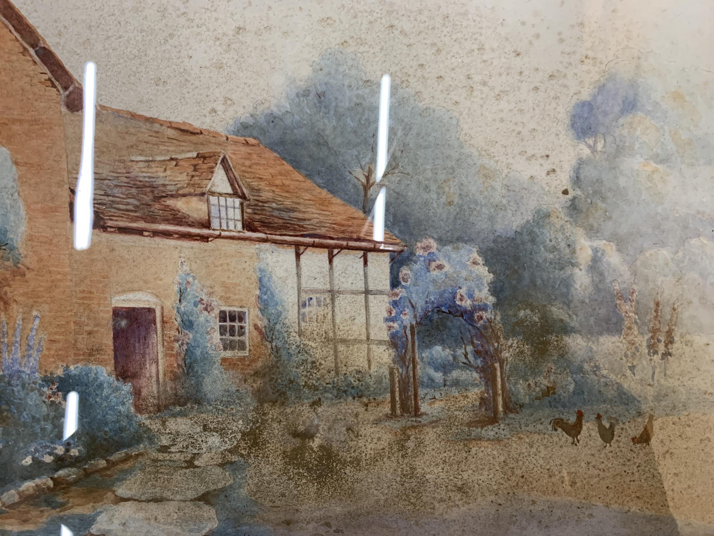 A FRAMED WATERCOLOUR OF A COTTAGE GARDEN SCENE - Image 5 of 6