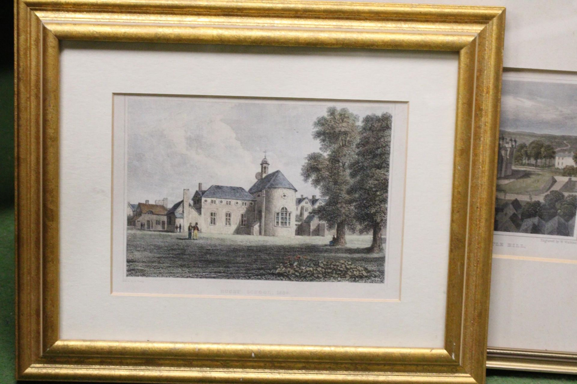 FOUR VINTAGE ENGRAVINGS, THREE COLOURED, FEATURING PROMINENT HOUSES - Image 3 of 5