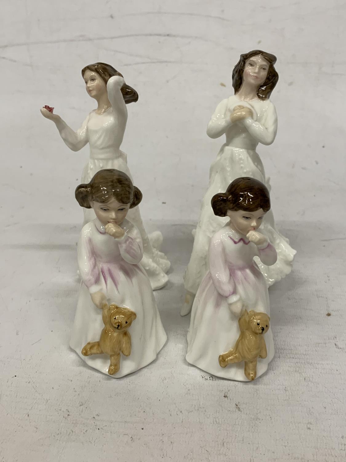 FOUR ROYAL DOULTON FIGURINES "WITH LOVE" AND "FORGET-ME-NOT" AND "DADDY'S GIRL" (2 OF)