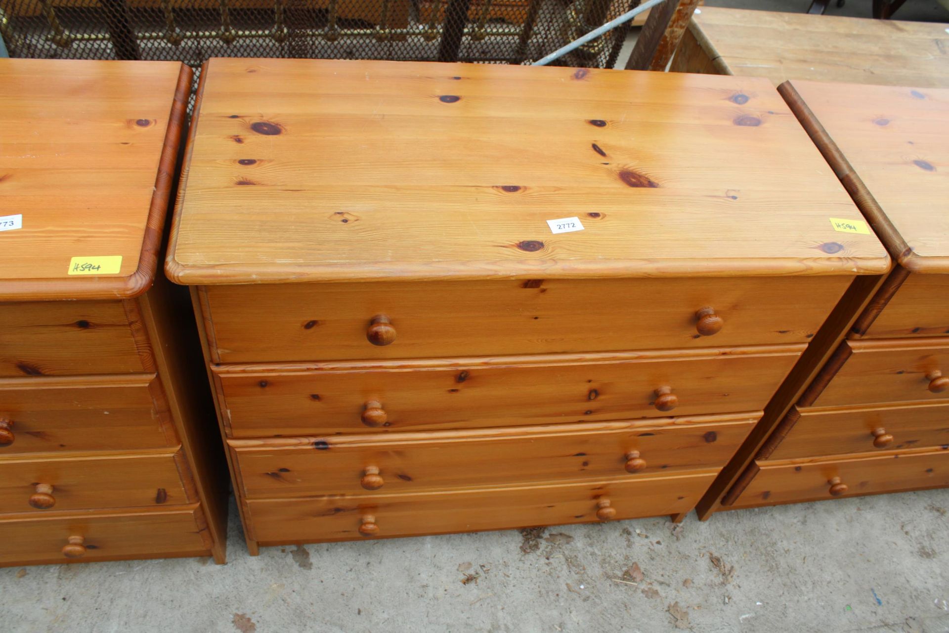 A MODERN PINE CHEST OF FOUR DRAWERS, 33" WIDE
