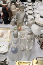 A COLLECTION OF SIX LLADRO STYLE FIGURES TO INCLUDE A ROYAL DOULTON